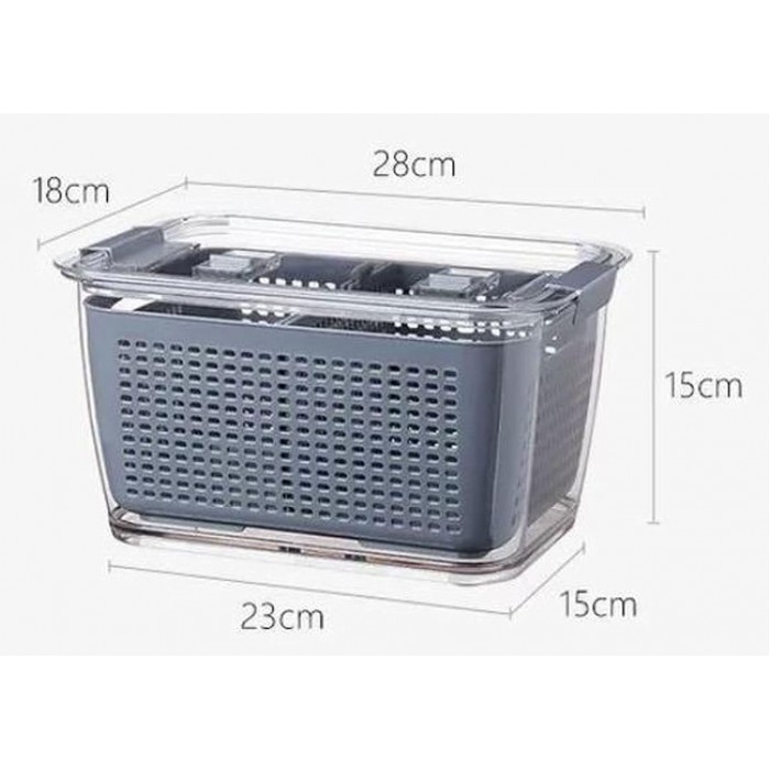 Φαγητοδοχείο Πλαστικό ψυγείου με κλίπς 28x18x15cm ForHome 012059