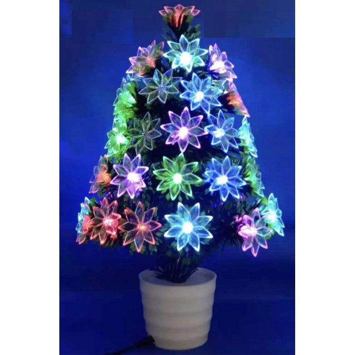 Γλάστρα με Δέντρο Χριστουγεννιάτικο Φωτιζόμεο Πολύχρωμο LED 60cm ForHome 002040