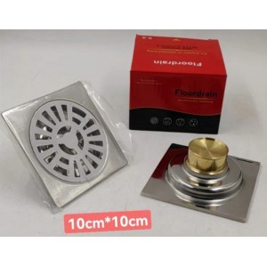 Σχαράκι Μπάνιου Σιφόνι Βαθύ Inox 10x10cm με ρίγες 