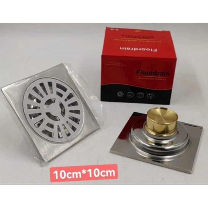 Σχαράκι Μπάνιου Σιφόνι Βαθύ Inox 10x10cm με ρίγες 