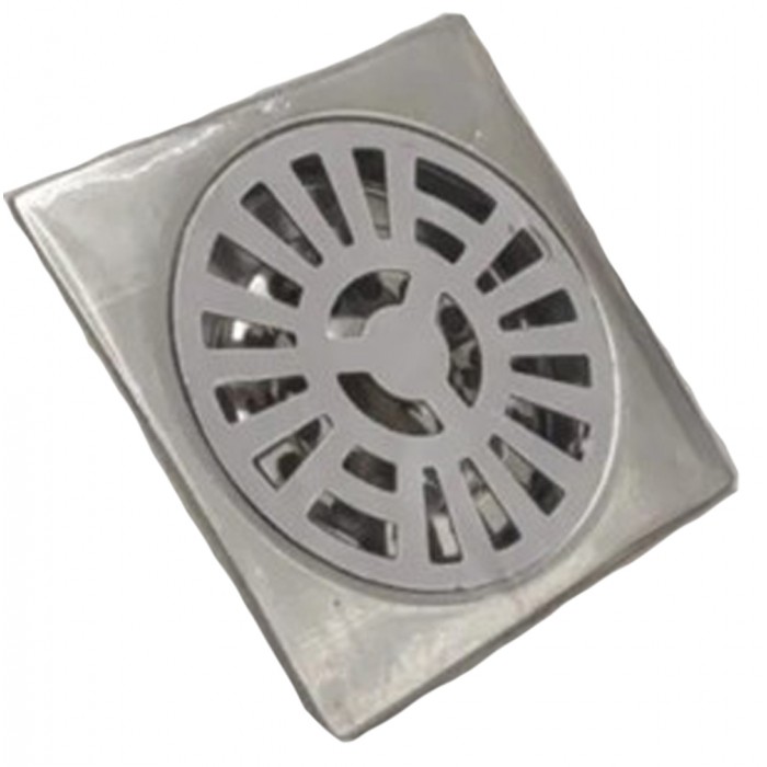 Σχαράκι Μπάνιου Σιφόνι Βαθύ Inox 10x10cm με ρίγες 