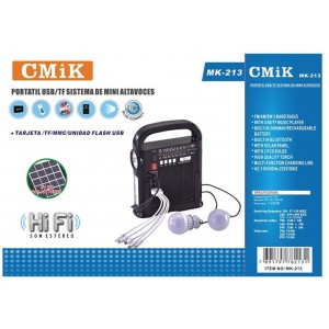 CMiK MK-213 Επιτραπέζιο Ραδιόφωνο Ηλιακό με Bluetooth και USB Μαύρο