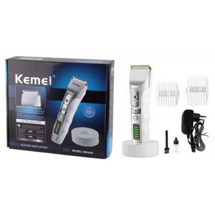 Kemei KM-848 Επαναφορτιζόμενη Κουρευτική Μηχανή Λευκή 