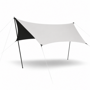 Σκίαστρο Τέντα Παραλίας & Camping 4x3m Αδιάβροχο UV Oxford 300D Λευκό Μπεζ με Πόλους & Τσάντα Μεταφοράς