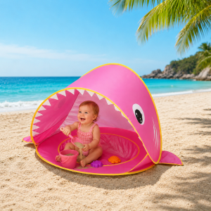 Πτυσσόμενη Παιδική Σκηνή Παραλίας Shark 120x83x70cm Ροζ με UV Προστασία