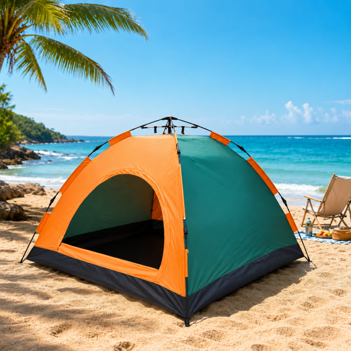 σκηνή camping αυτόματου ανοίγματος 4 ατόμων 200x200x150cm αδιάβροχη
