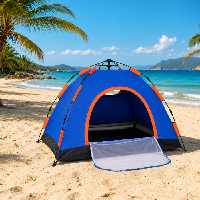 σκηνή camping αυτόματου ανοίγματος 4 ατόμων 200x200x150cm αδιάβροχη