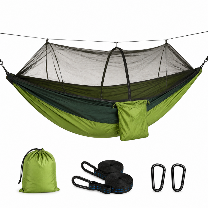 Αιώρα camping με κουνουπιέρα outdoor hammock 240x140cm πράσινη