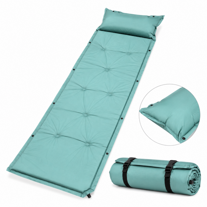 Στρώμα camping αυτοφούσκωτο με μαξιλάρι 180x60x2.5cm πράσινο