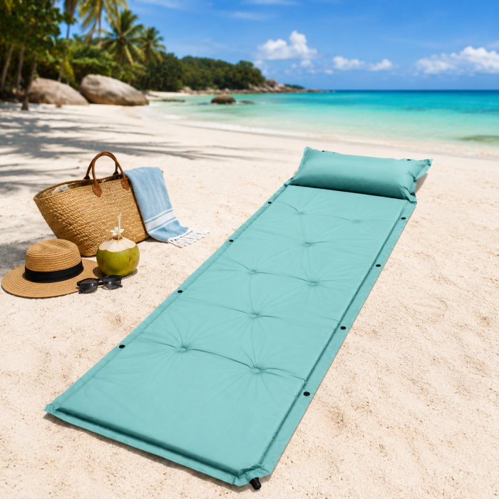 Στρώμα camping αυτοφούσκωτο με μαξιλάρι 180x60x2.5cm πράσινο