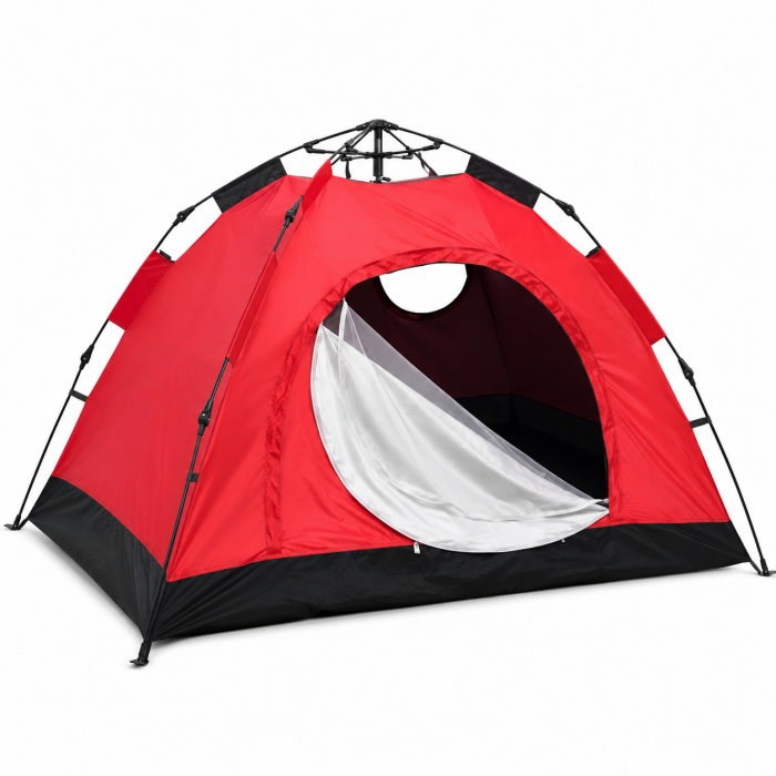 Κόκκινη σκηνή camping αυτόματου ανοίγματος 3-4 ατόμων 200x200x145cm