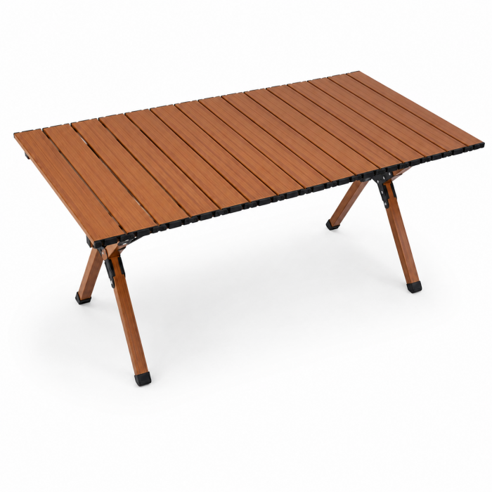 Πτυσσόμενο τραπέζι camping μεταλλικό καφέ 90x60x45cm με τσάντα μεταφοράς
