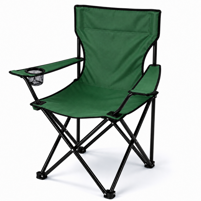 Καρέκλα Παραλίας Camping Πτυσσόμενη Πράσινο 80x50x80cm με Θήκη Ποτηριού