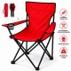 Καρέκλα Παραλίας Camping Πτυσσόμενη Κόκκινο 80x50x80cm με Θήκη Ποτηριού