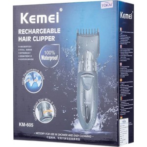 Kemei KM-605 Επαναφορτιζόμενη Κουρευτική Μηχανή Μαύρη 