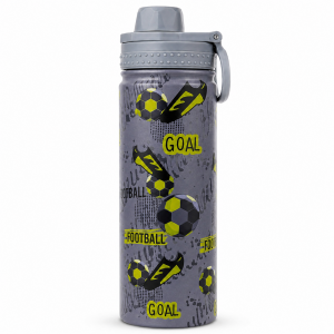 Παιδικό Παγούρι Θερμός Ανοξείδωτο 750ml Γκρι με Σχέδιο Ποδόσφαιρο GOAL 8x27cm