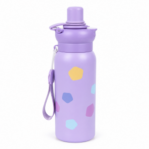 Παιδικό Μπουκάλι Θερμός Ανοξείδωτο 650ml Μωβ με Καπάκι 2 Τρόπων Πόσης