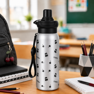 Παιδικό Μπουκάλι Θερμός Ανοξείδωτο 650ml Cherry με Καπάκι 2 Τρόπων Πόσης