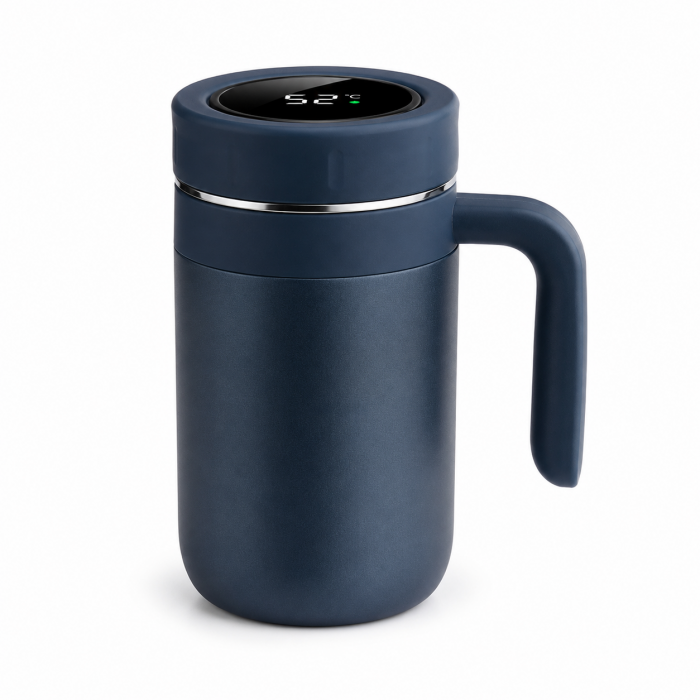 Έξυπνη κούπα θερμός 500ml μπλε με θερμόμετρο LED στο καπάκι και φίλτρο