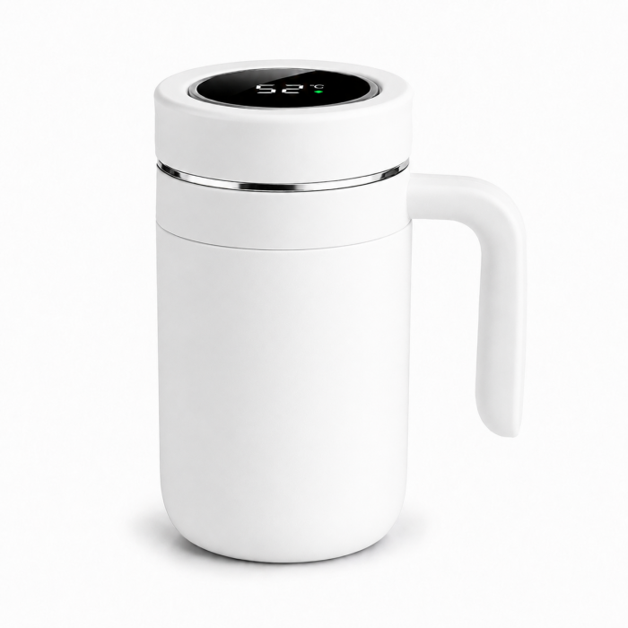 Έξυπνη κούπα θερμός 500ml Λευκό με θερμόμετρο LED στο καπάκι και φίλτρο