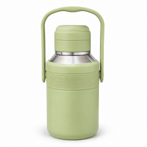 Θερμός Χειρός 1200ml Πράσινο με Λαβή, Καπάκι Ποτήρι & Διπλό Τοίχωμα