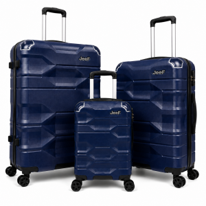 Σετ Βαλίτσες Ταξιδίου JeeF Premium 3 Τεμαχίων 20/24/28" ABS με Κλειδαριά Συνδυασμού & 4 Ρόδες 360° Μπλε