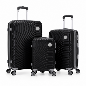 Σετ Βαλίτσες Ταξιδίου Premium 3 Τεμαχίων ABS 20”-24”-28” με 4 Ρόδες 360° & Κλειδαριά Ασφαλείας Μαύρο