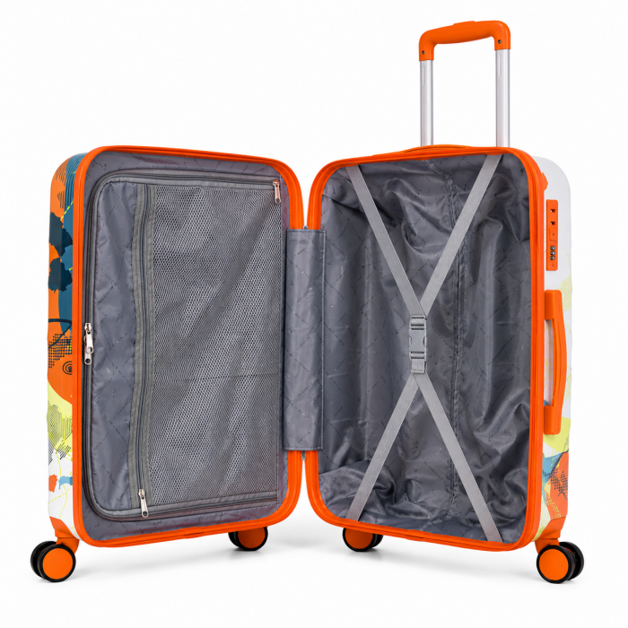 Σετ βαλίτσες ταξιδίου 3 τεμαχίων Travel Control PC Hard Shell 20 24 28 πορτοκαλί