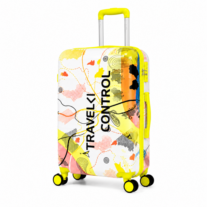 Σετ βαλίτσες ταξιδίου 3 τεμαχίων Travel Control PC Hard Shell 20 24 28 Κίτρινο