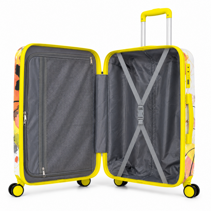 Σετ βαλίτσες ταξιδίου 3 τεμαχίων Travel Control PC Hard Shell 20 24 28 Κίτρινο
