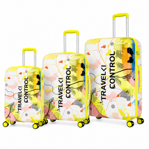 Σετ Βαλίτσες Ταξιδίου 3τεμ Travel Control PC Hard Shell με 4 Ρόδες & Κλειδαριά – 20/24/28" Yellow
