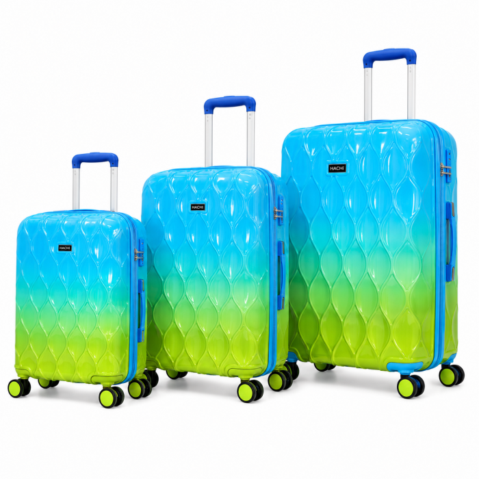 Σετ βαλίτσες ταξιδιού premium 3 τεμαχίων wave collection Green gradient 20 24 28