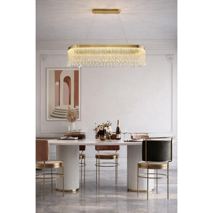 Κρεμαστό Φωτιστικό Οροφής Κρυστάλλινο LED 32W 2560LM 80x25x120cm μοντέρνο φωτιστικό σαλονιού