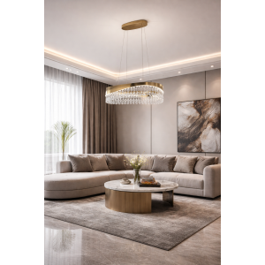 Κρεμαστό Φωτιστικό Χρυσό με Κρύσταλλα 60x30x120cm Universo