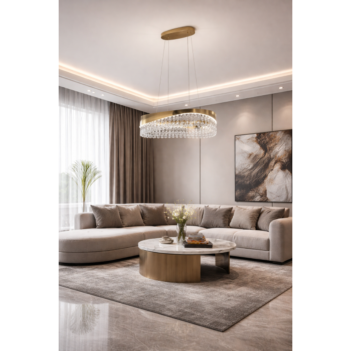 Κρεμαστό φωτιστικό LED B78-F 35W με κρύσταλλα σε μοντέρνο σαλόνι