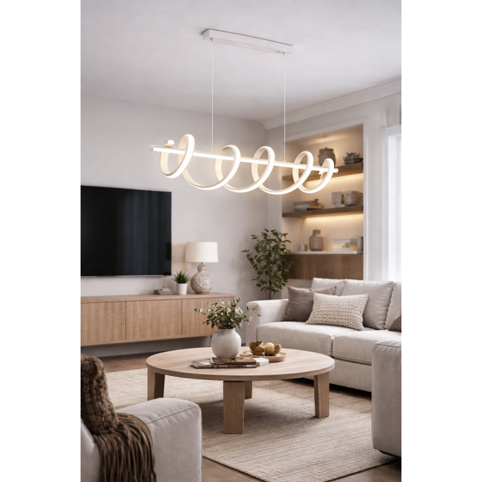 Μοντέρνο κρεμαστό φωτιστικό LED A68-B3C λευκό 60W σε σύγχρονο σαλόνι