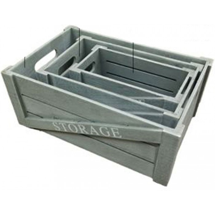 Καλάθι Ξύλινο Ορθογώνιο 3 τεμαχίων