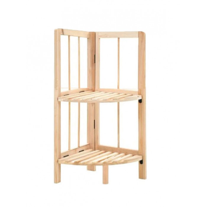 Ραφιέρα ξύλινη γωνιακή με 2 ράφια φυσικό 28x26x60εκ.