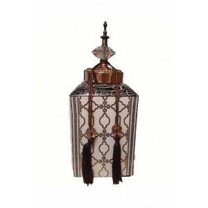 Βάζο Τζαρ Κεραμικό Με Καπάκι και Φούντα 14x14x32cm Inart 3-70-161-2003
