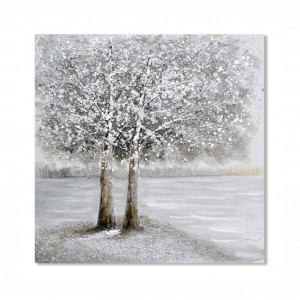 Πίνακας σε καμβά ανάγλυφο σχέδιο In art tree with silver leaves 60x60x3εκ. BD20B423B-1A