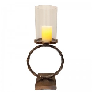 Κηροπήγιο Μπρονζέ Με Γυαλί Μεταλλικό 36εκ. 522494-2