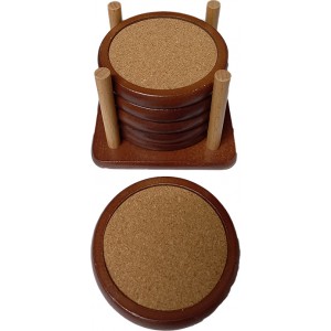 Σετ 6 Ξύλινα Σουβέρ Στρόγγυλα 10x10x7εκ  08002-11