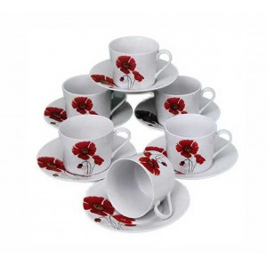 Σετ φλυτζάνια τσαγιού πορσελάνης 12 τεμαχίων Red Poppy