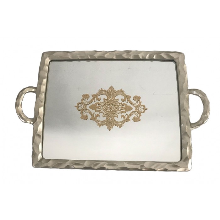 Δίσκος Γάμου Polyresin με καθρέφτη 48x32x2εκ. BLY-17812-T-B