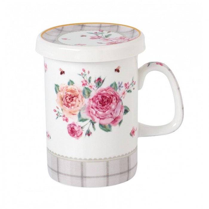 Κούπα πορσελάνης με καπάκι Floral Μ28200-5