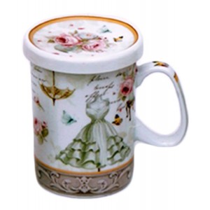 Κούπα πορσελάνης με καπάκι Floral M24060-5