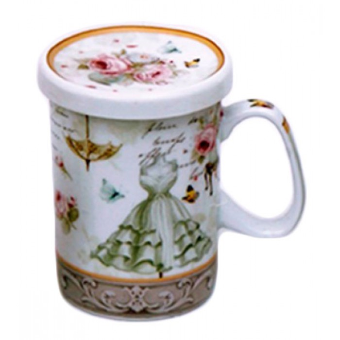 Κούπα πορσελάνης με καπάκι Floral M24060-5