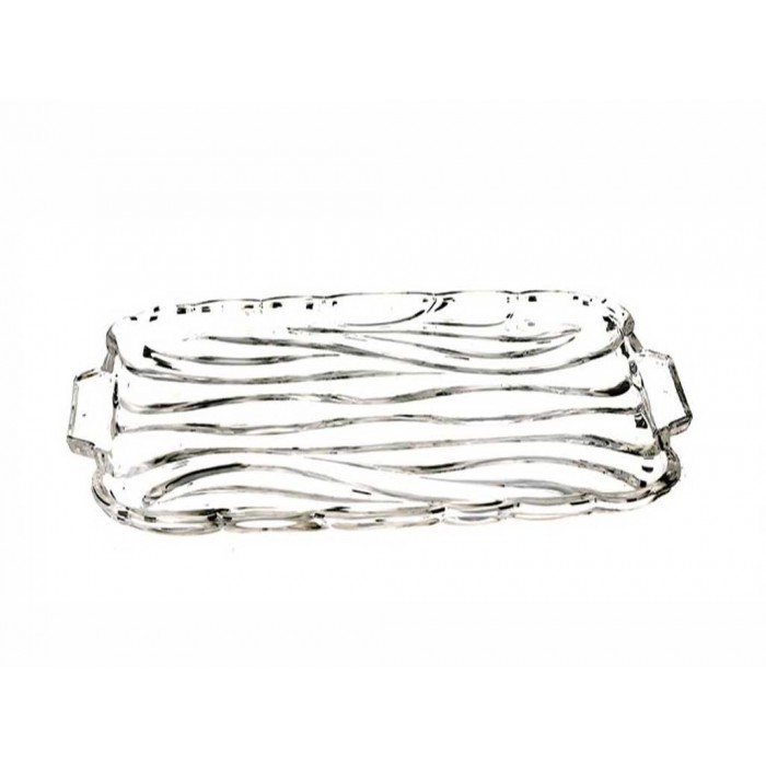 Πιατέλλα ορθογώνια γυάλινη σχέδιο Bamboo Waves 40x24εκ.