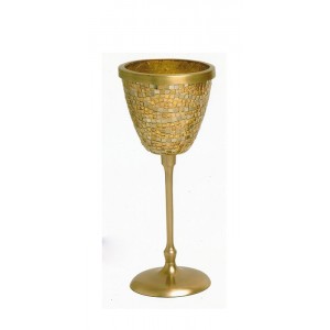 Κηροπήγιο γυάλινο με μπρούτζινη βάση 31X12εκ. Golden India GB6913