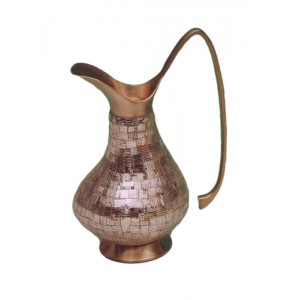 Κανάτα γυάλινη με μπρούτζινη βάση 30x15εκ. Mahedra India GM7172
